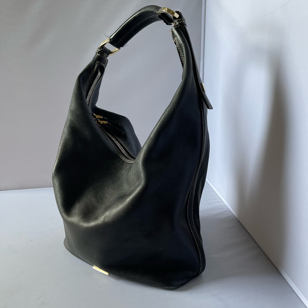 Gucci black lamb skin leather hobo bag